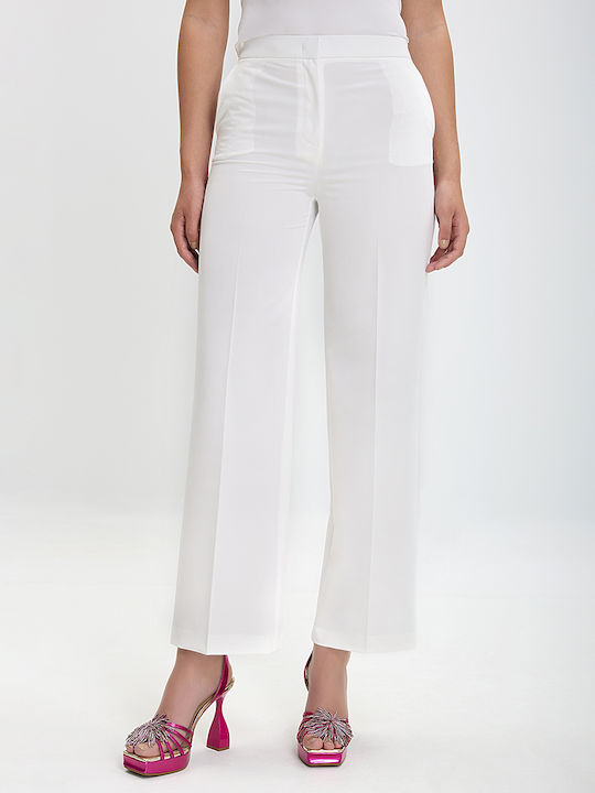 Laura Donini Women's Fabric Trousers with Elastic Ecru
