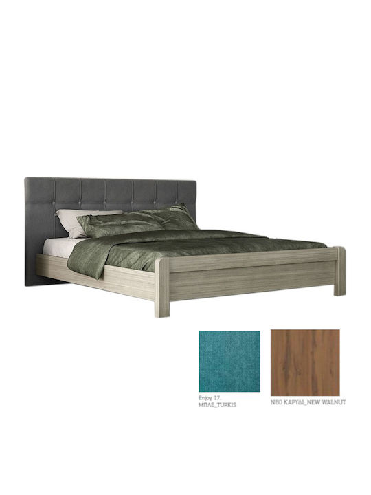 Νο 55 Queen Fabric Upholstered Bed Petrol-Petrol Enjoy 17 with Storage Space for Mattress 160x200cm