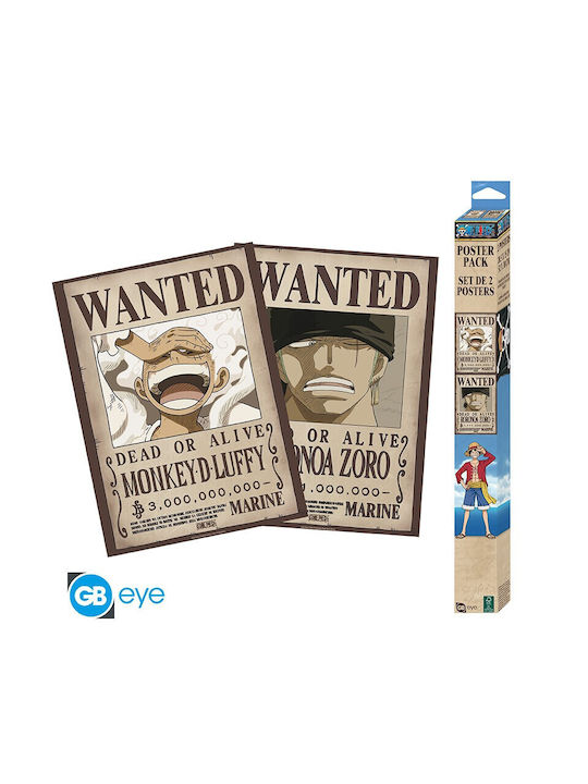 One Piece Set 2 Posters Wanted Luffy & Zoro