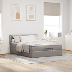 Double Bed with Storage Space & Mattress 140x190cm Taupe