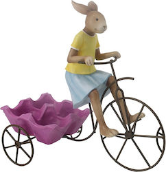 Easter Decoration Egg Holder Bunny On Bicycle 24 Cm Multicolor