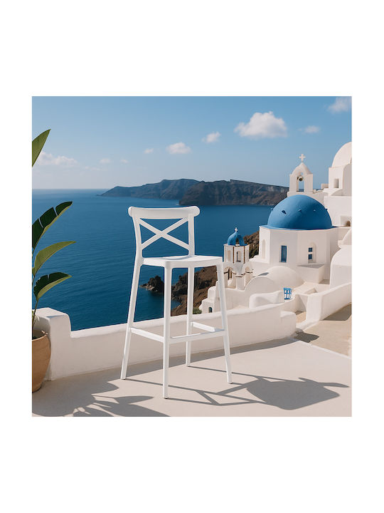 Σκαμπό Μπαρ από Πολυπροπυλένιο Elly Λευκό 49x47x100cm