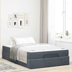 Semi-Double Bed Base with Mattress 120x190cm Dark Gray