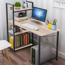 Bencour Desk with Integrated Bookcase 90x40x73cm Natural Shade Black