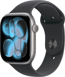 Apple Watch Series 11 Cellular 46mm Space Grey Aluminium Gehäusedurchmesser mit Schwarzem Sportarmband