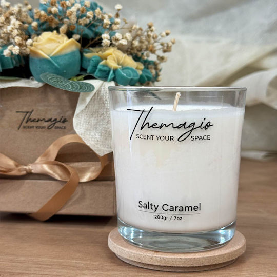 Themagio Αρωματικό Κερί Σόγιας Salty Caramel 200gr Ξύλινο Καπάκι 77216