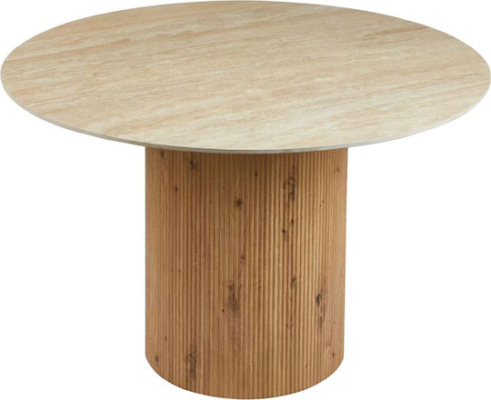 Twil Round Dining Room Table Ceramic Travertine 126x126x77cm