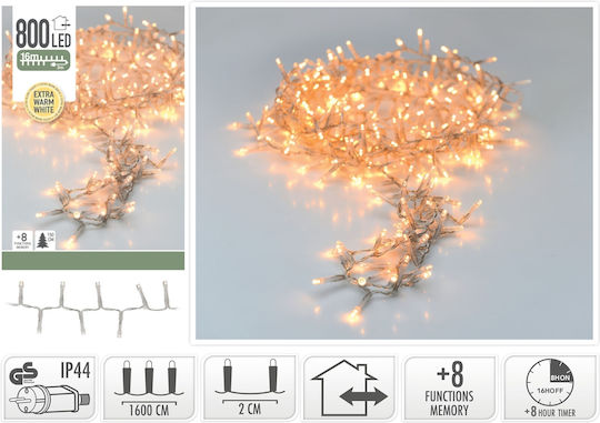 800 Λαμπάκια LED 16μ. Θερμό Λευκό σε Σειρά