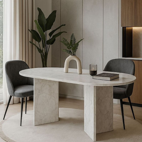 Cortado Dining Table White Marble Effect 138x80x75cm GP042-0367,2