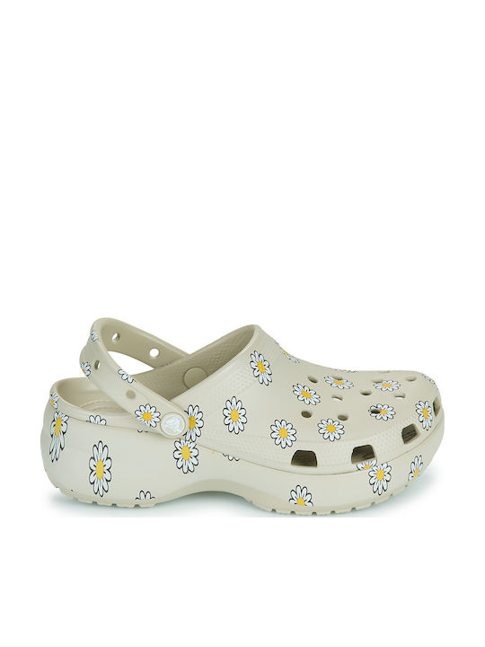 Crocs Classic Platform Γυναικεία Σαμπό Μπεζ