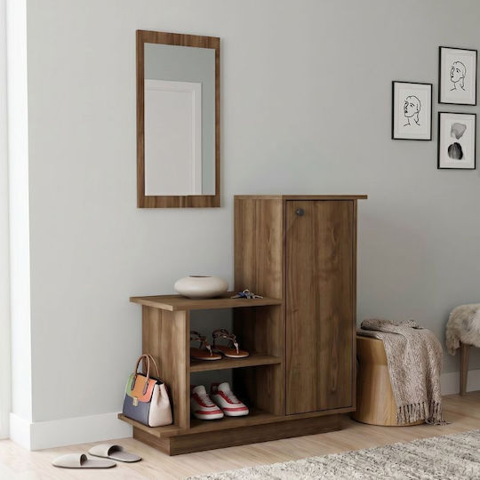 Cute Έπιπλο Εισόδου με Καθρέπτη Καρυδί 90x35x95εκ.