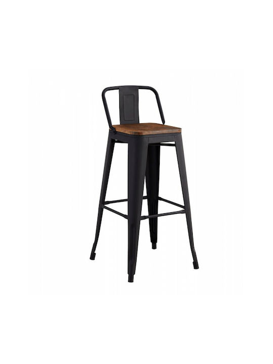 Metal Outdoor Bar Stool Relix Wood Black