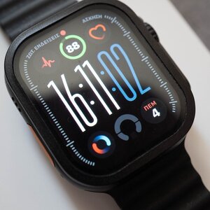 Apple Watch Ultra 2 2024 Titanium 49mm Αδιάβροχο με eSIM και Παλμογράφο (Black με Black Ocean Band)