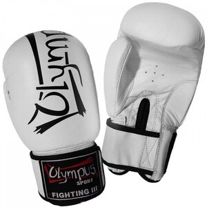 Olympus Sport Fighting III 40047 40047 Boxing Gloves Leather for Match White