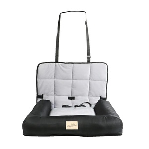 Dog Car Seat Bed Waterproof Cushion Mat Removable Safety Belt Black L