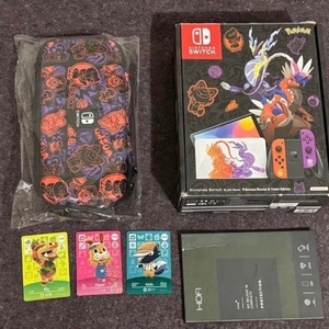 Nintendo switch OLED Pokémon Scarlet & Violet Edition + Θήκη Pokémon Scarlet & Violet + Tempered Glass HOFI για προστασία οθόνης + 3 amiibo cards