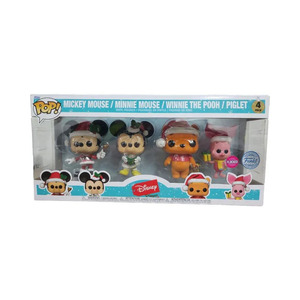 Funko Pop! Movies: Disney - Pop! Disney - Mickey Mouse, Minnie Mouse, Winnie The Pooh, Piglet (flocked) 4-pack (exclusive) Flocked Special Edition