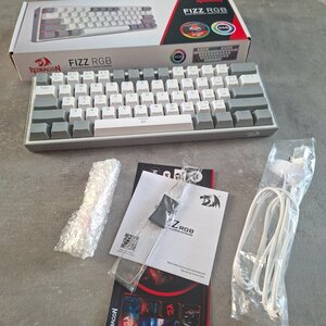 Redragon K617 FIZZ Gaming Μηχανικό Πληκτρολόγιο 60% με Custom Red διακόπτες και RGB φωτισμό (Αγγλικό US) Λευκό / Γκρι