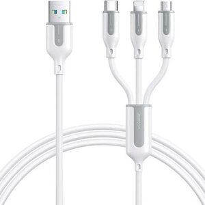 Joyroom S-1T3018A15 Regular USB to Lightning / Type-C / micro USB Cable 3.5A Λευκό 1.2m