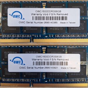 OWC DDR3 16GB RAM με 2x8GB Modules και Ταχύτητα 1600 για Laptop OWC1600DDR3S16P