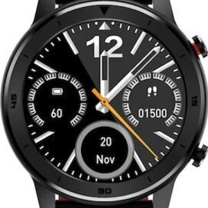 DAS.4 SQ12 Smartwatch με Παλμογράφο (Black Leather)