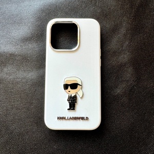 Karl Lagerfeld Ikonik Metal Pin Back Cover Σιλικόνης Λευκό (iPhone 15 Pro) KLHCP15LSMHKNPH
