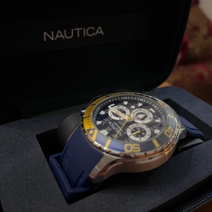 Nautica Ανδρικό Ρολόι Χρονογράφος Μπαταρίας με Μπλε Καουτσούκ Λουράκι NAPNSS501