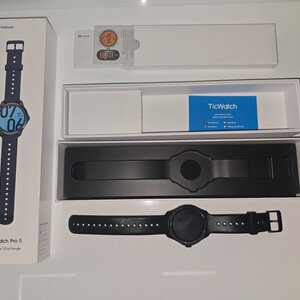 Ticwatch Pro 5 Aluminium 48mm Αδιάβροχο Smartwatch με Παλμογράφο (Μαύρο)