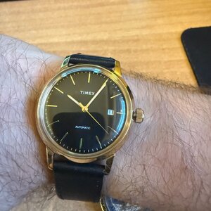 Timex Marlin Ανδρικό Ρολόι 40mm Αυτόματο με Μαύρο Δερμάτινο Λουράκι TW2T22800