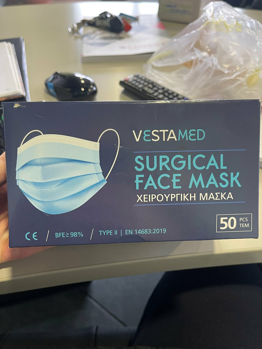 Vestamed Surgical Mask BFE >98% Type II EN14683:2019 Protective Mask Non-Reusable Type II Surgical Blue 50pcs