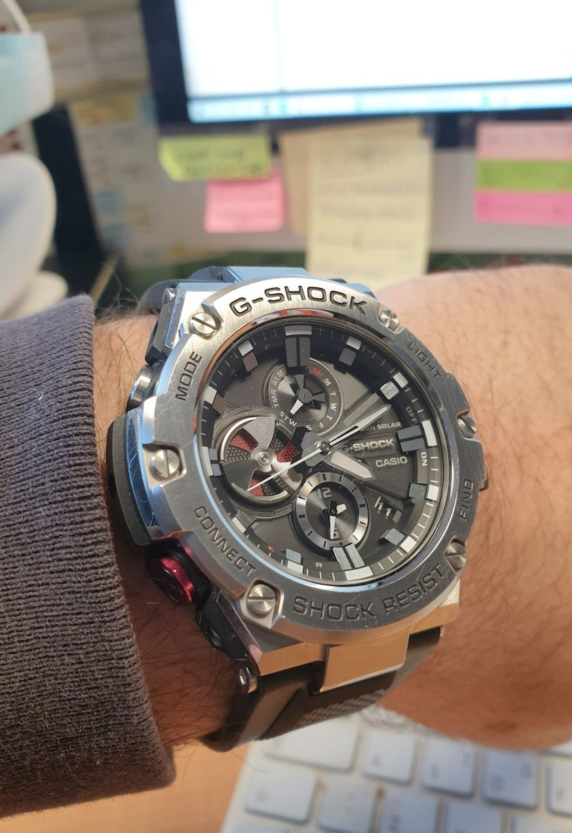 Casio G-Shock G-Steel Ανδρικό Ρολόι 53.8mm Solar με Μαύρο Καουτσούκ Λουράκι