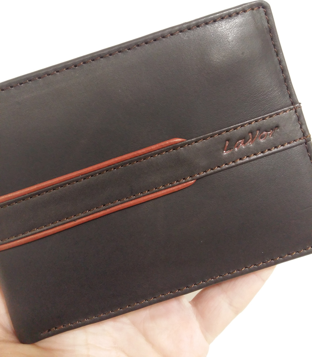Leather Men's Wallet with RFID Black/Brown