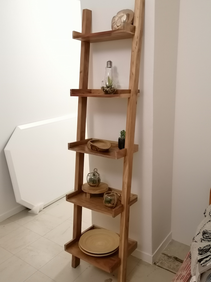 Βιβλιοθήκη Ladder Ακακία Φυσικό 45x35x190εκ.
