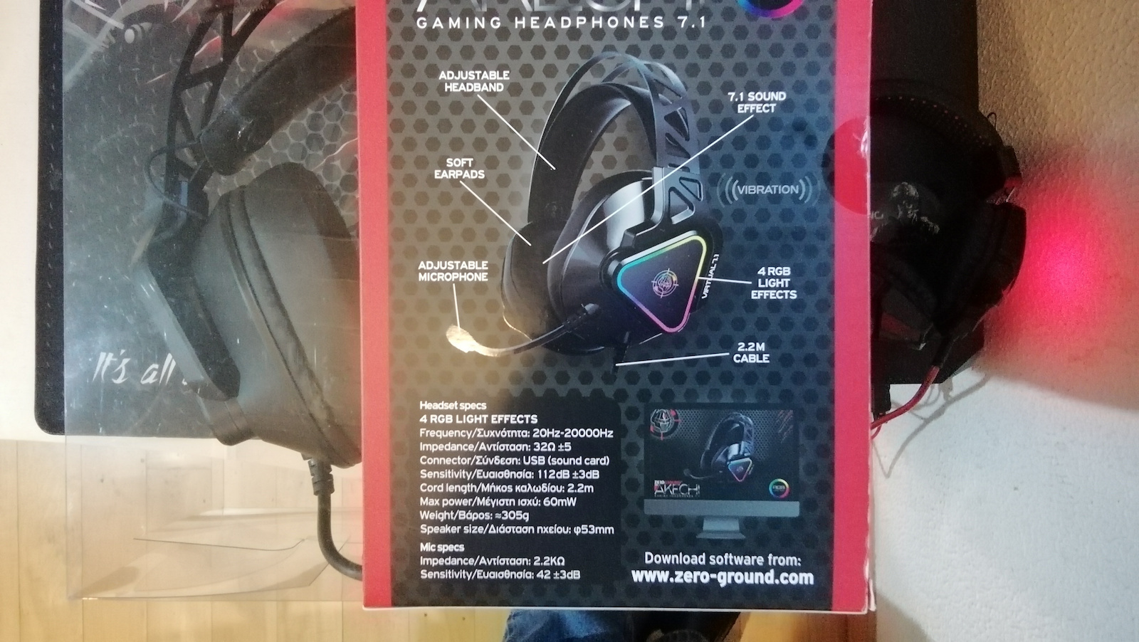 Zeroground Akechi Pro Over Ear Gaming Headset with Connection USB