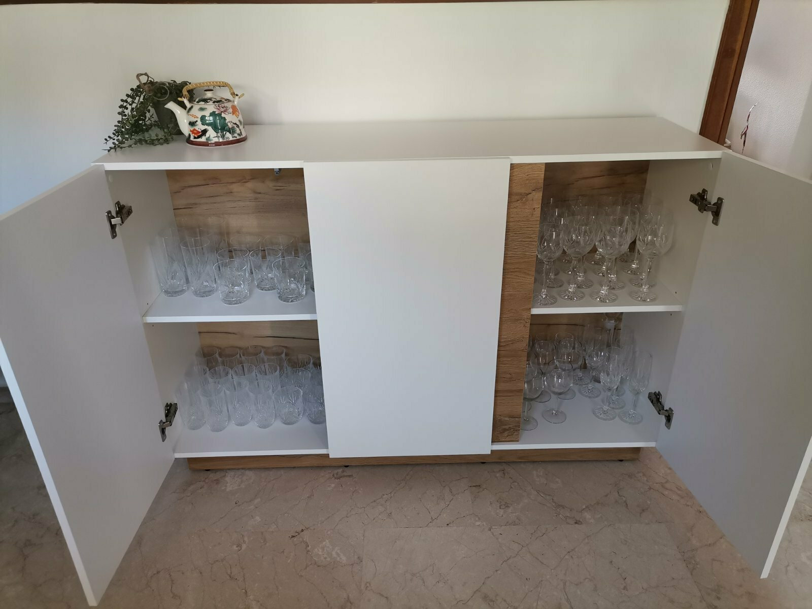 Μπουφές Ξύλινος Λευκός 138.2x40x90.5cm