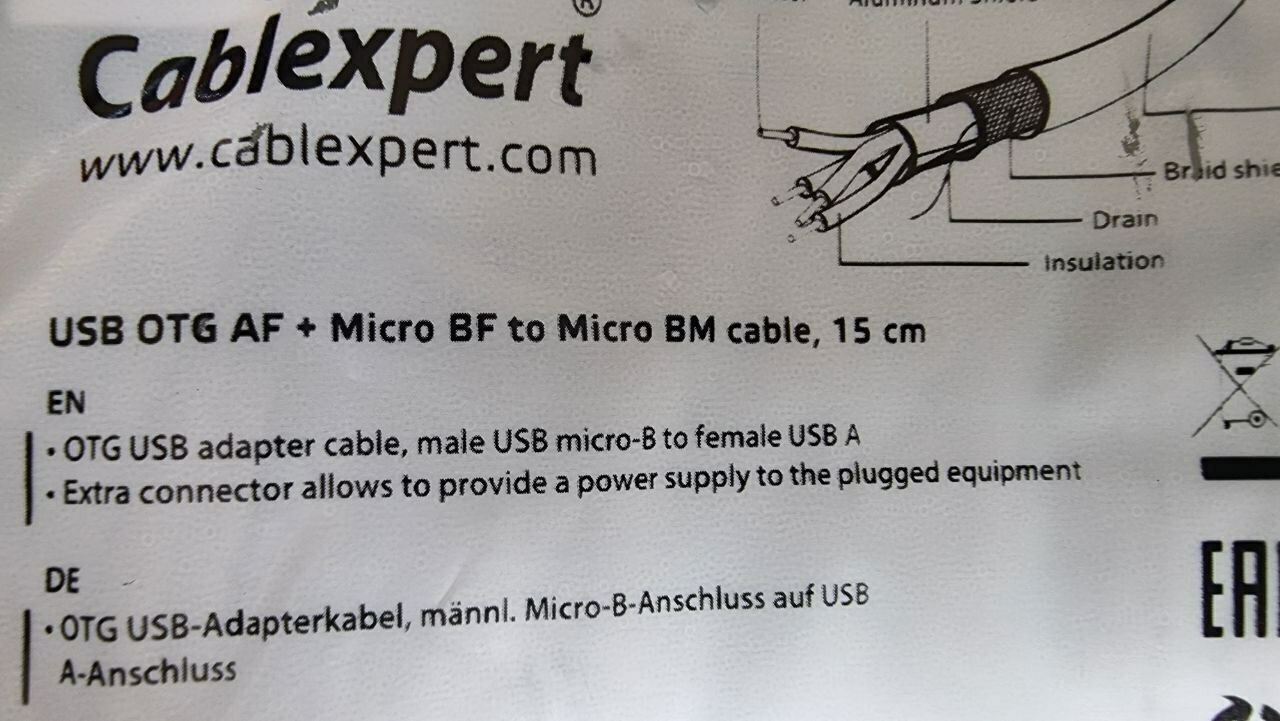 USB OTG AF + Micro BF to Micro BM cable, 0.15 m (A-OTG-AFBM-04)