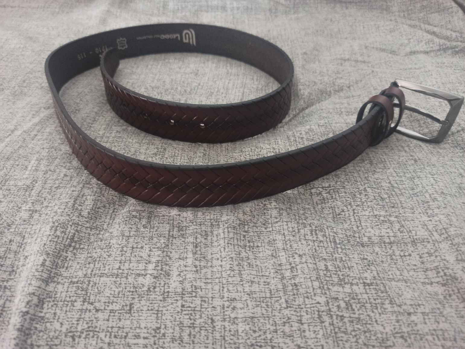 Men's Belt Leather Knitted Brown