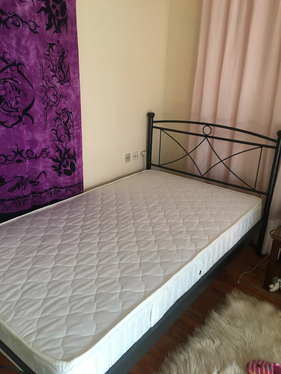 Sikinos Bed Double Metal Rust with Slats & Mattress 140x190cm