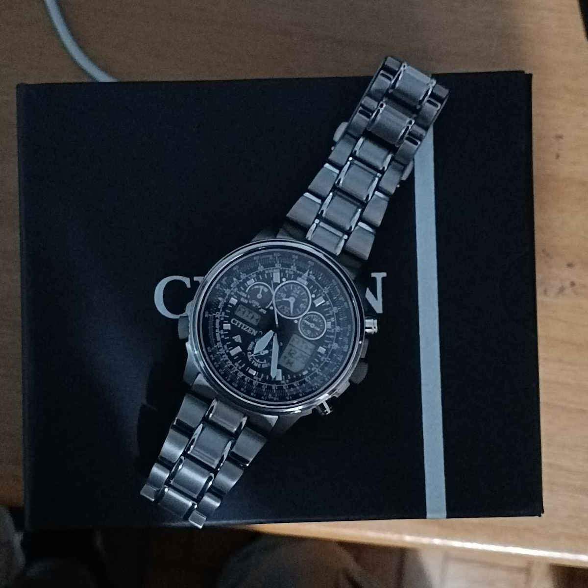 Citizen Promaster Sky Ανδρικό Ρολόι 48mm Χρονογράφος Eco - Drive με Ασημί Μεταλλικό Μπρασελέ