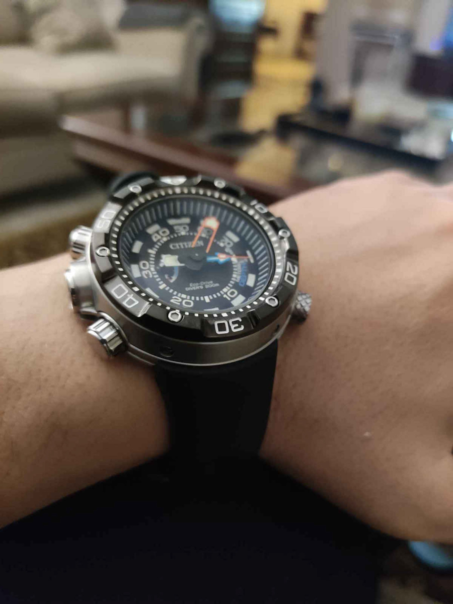 Citizen Promaster Marine Ανδρικό Ρολόι 53mm Eco - Drive με Μαύρο Καουτσούκ Λουράκι