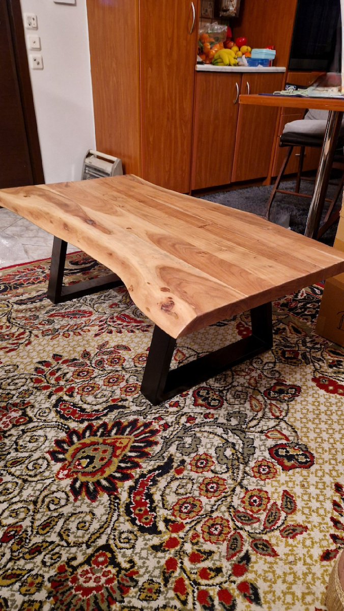 Rectangular Central Coffee Table Rama Made of Solid Wood Natural W115xD65xH40cm