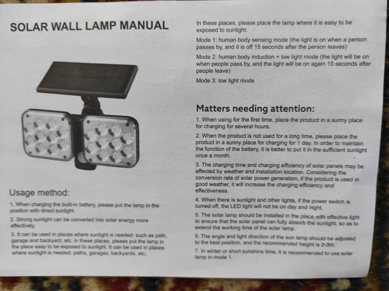 Wall Mounted Solar Light 1500lm Cold White 6000K with Motion Sensor and Photocell IP65 21cmx17cmcm