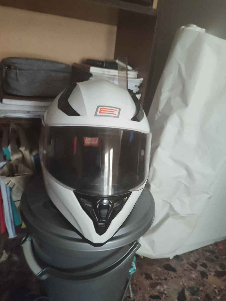 Origine Strada Solid Alb Lucios Casca Moto Față Întreagă ECE 22.05 1530gr cu Sunvisor