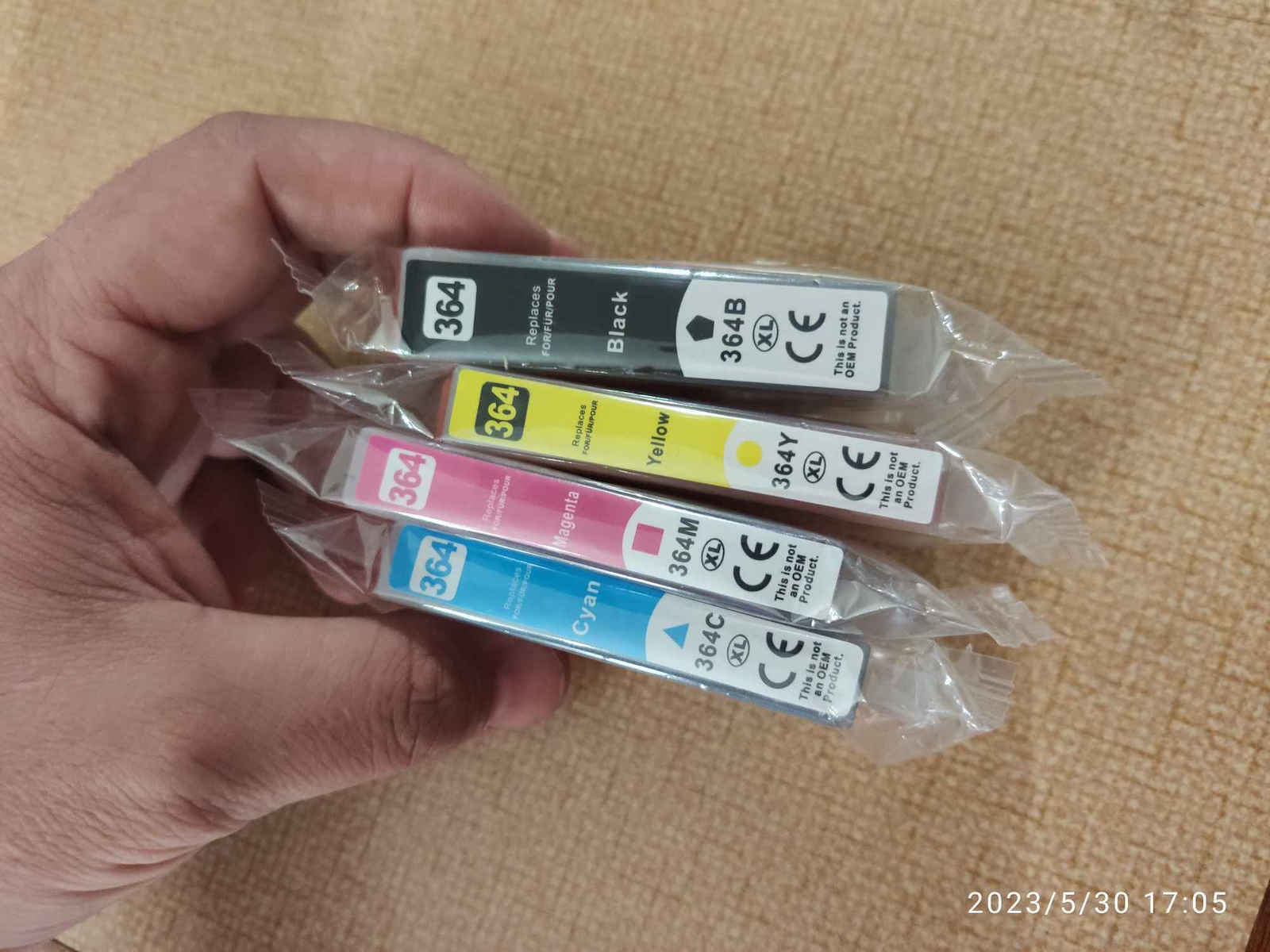 1full Set 4τεμ Συμβατο Καινουργιο Μελανι Hp364xl Black 22ml + Cyan-magenta-yellow 16ml