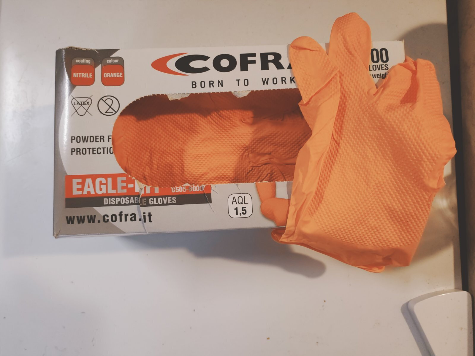 Cofra Eagle-Nit Handschuhe Nitril in Orange Farbe 100Stück