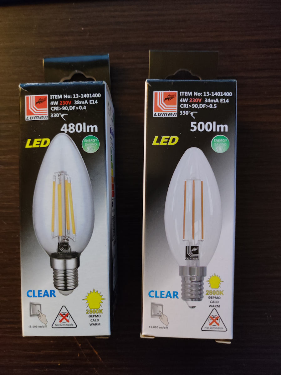 Adeleq Bec LED 4W 98mm pentru Soclu E14 și Formă C35 Alb cald 420lm