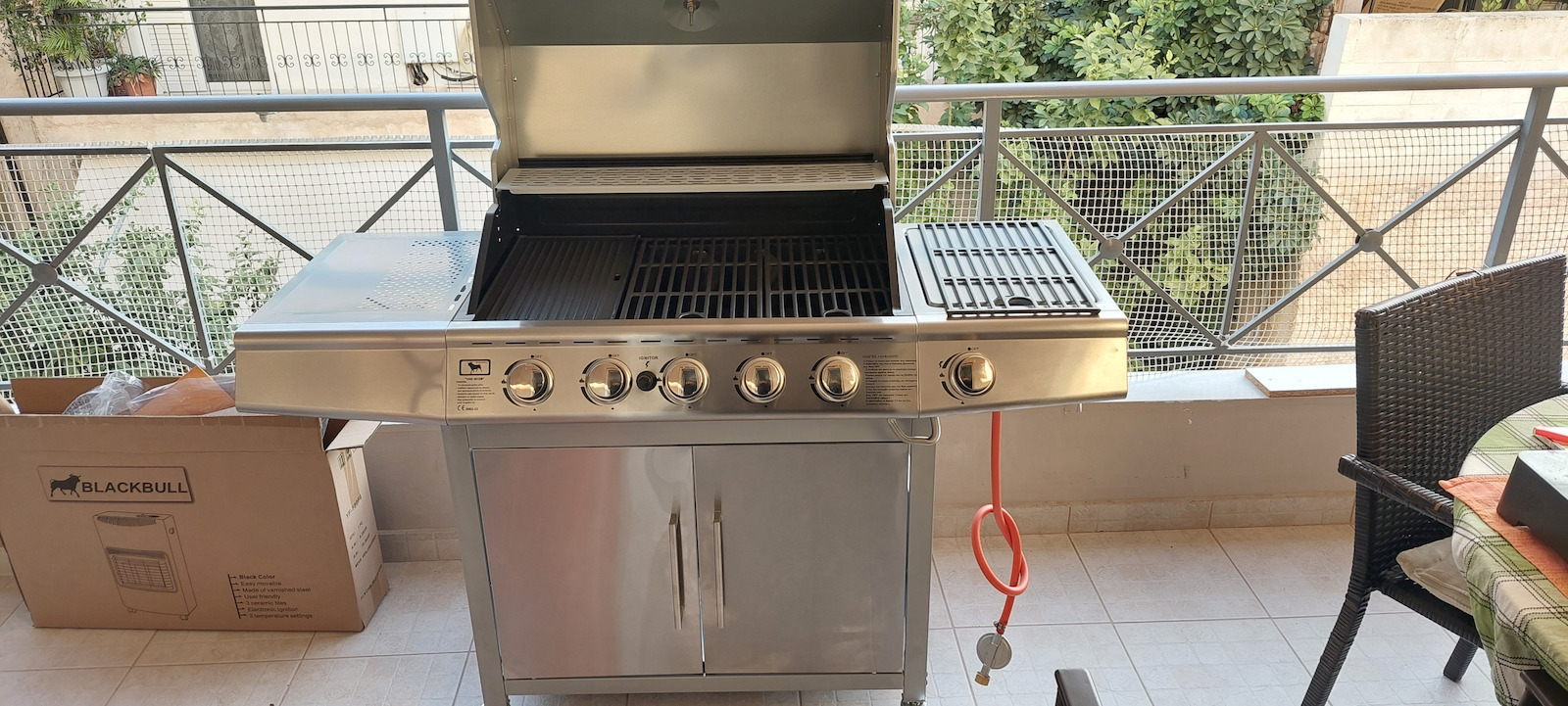 Blackbull VAN4815 Ψησταριά Υγραερίου Σχάρας 62x48εκ. με 5 Εστίες 18.5kW και Πλαϊνό Μάτι 3.5kW