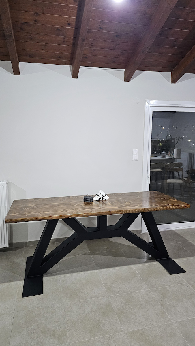 Handmade Dining Table Metal Wood H0.80 x L2.50 x W0.80 Molfs
