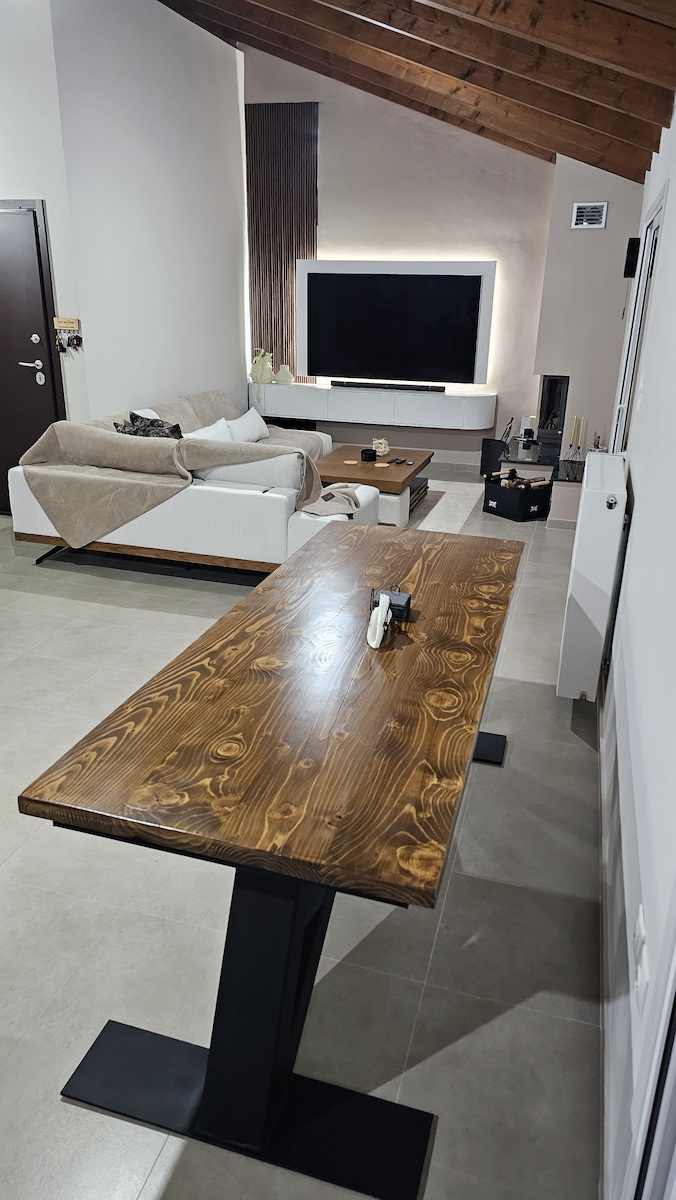 Handmade Dining Table Metal Wood H0.80 x L2.50 x W0.80 Molfs