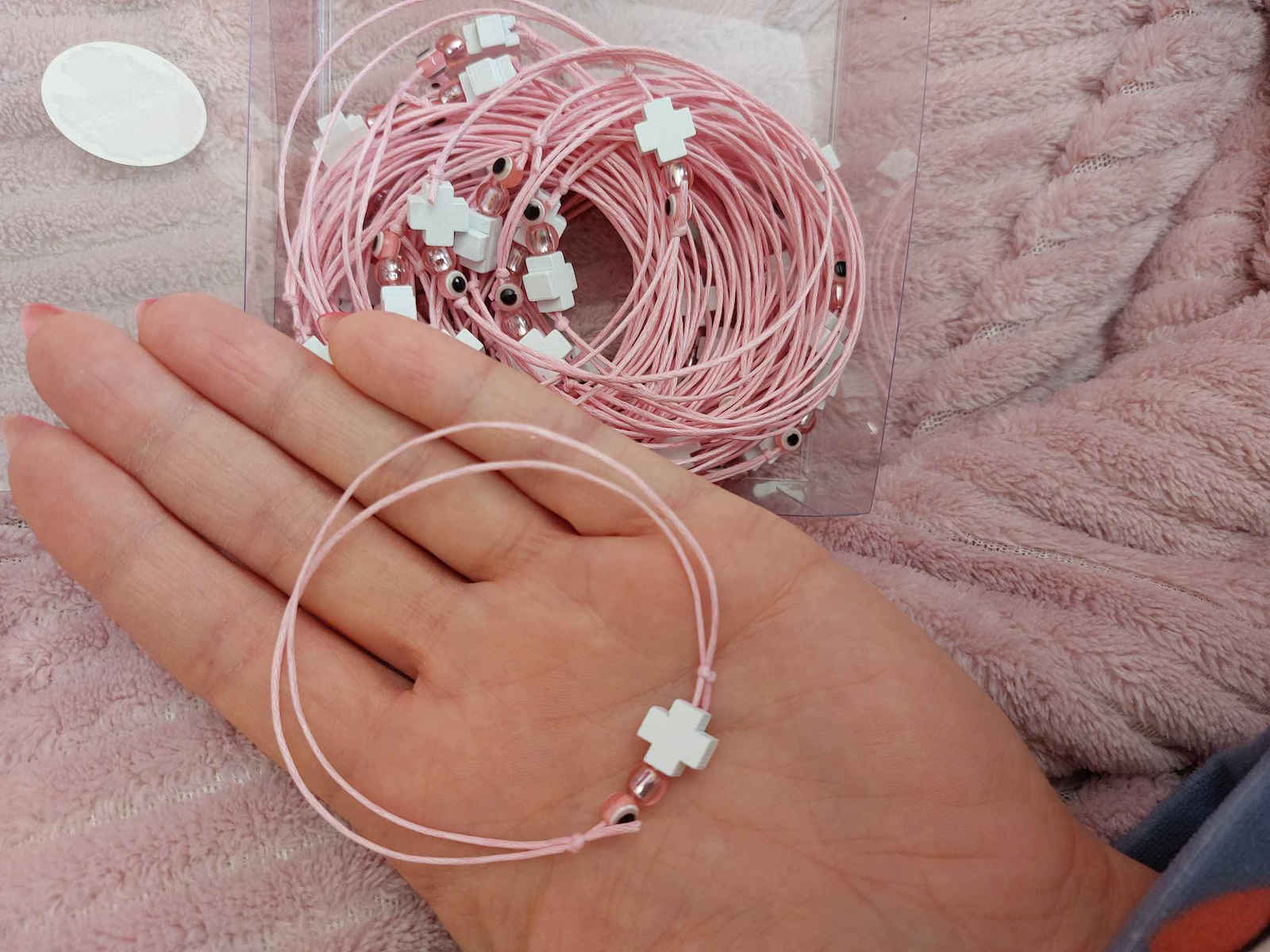 Baby Unicorn Christening Charm Bracelet Pink 50 Pieces